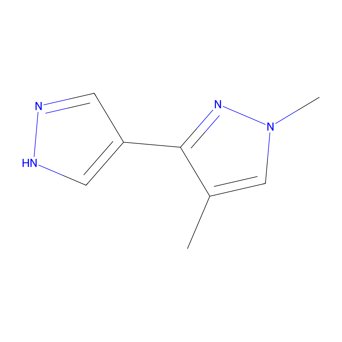 1,4-dimethyl-3-(1H-pyrazol-4-yl)-1H-pyrazole molecular structure, CAS 2229446-40-4