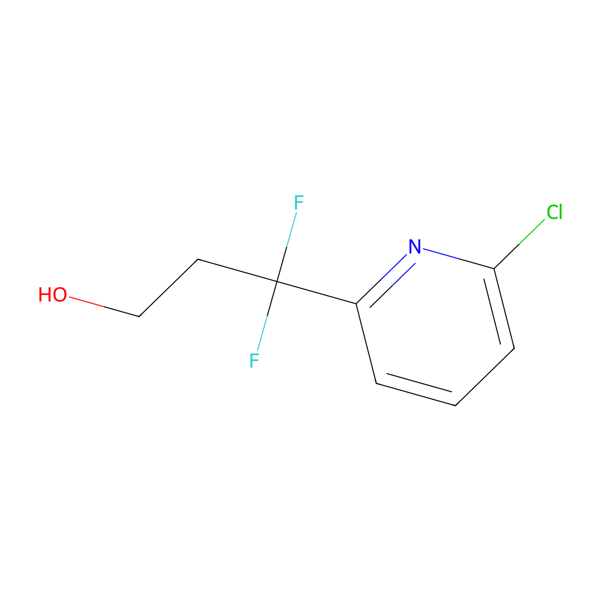 3-(6-Chloropyridin-2-yl)-3,3-difluoropropan-1-ol molecular structure, CAS 2229446-91-5