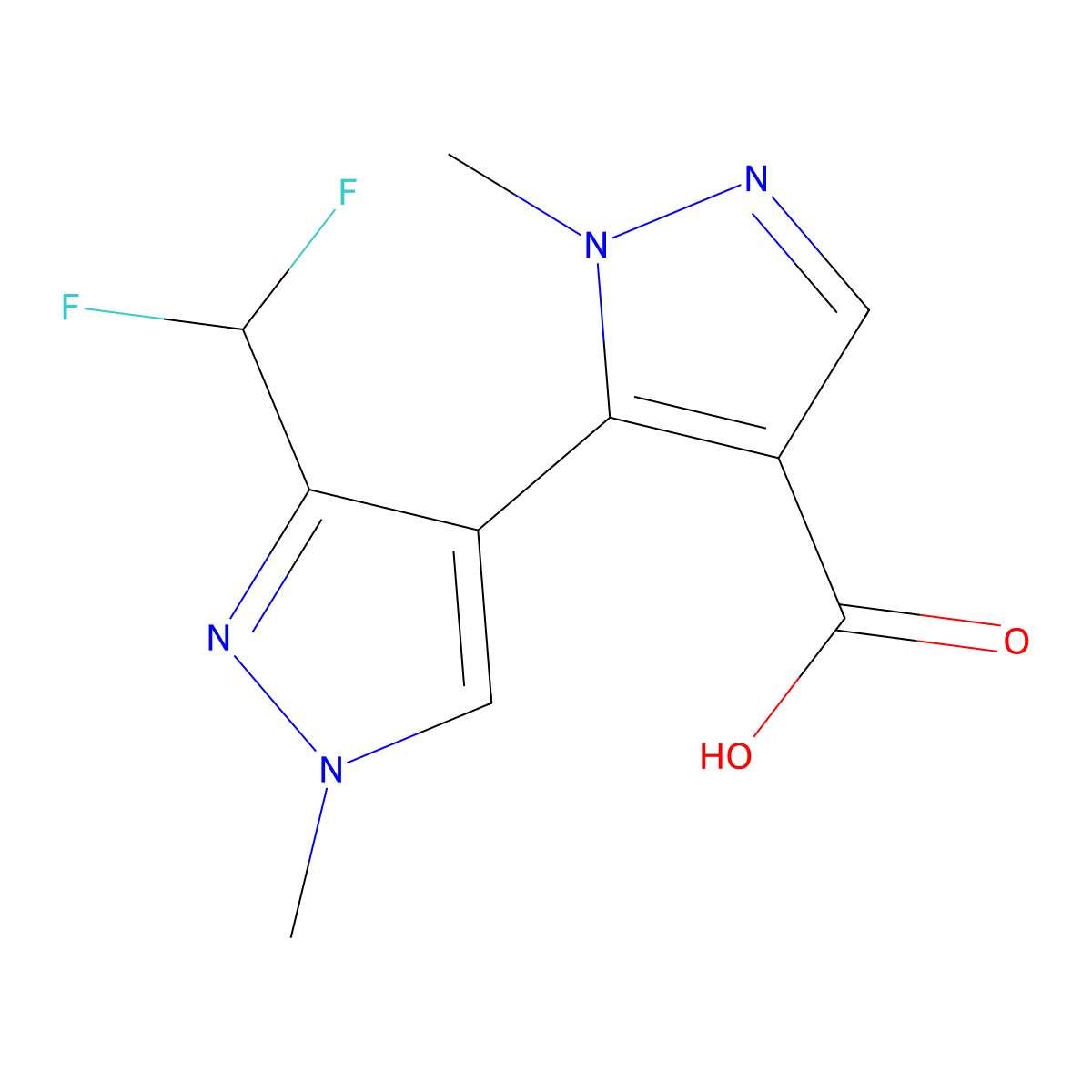 5-[3-(difluoromethyl)-1-methyl-1H-pyrazol-4-yl]-1-methyl-1H-pyrazole-4-carboxylic acid molecular structure, CAS 2229446-93-7