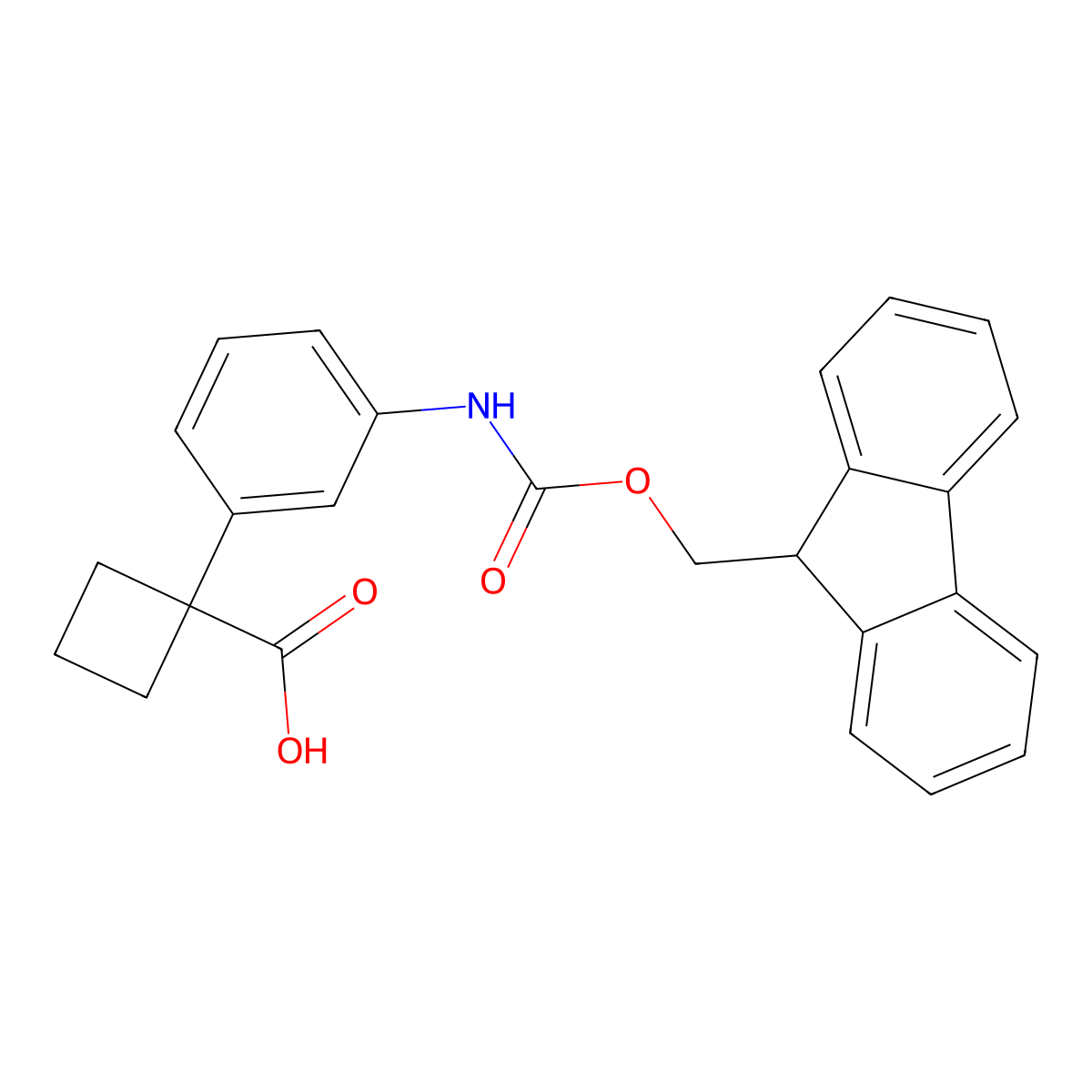 1-[3-({[(9H-fluoren-9-yl)methoxy]carbonyl}amino)phenyl]cyclobutane-1-carboxylic acid molecular structure, CAS 2229448-00-2