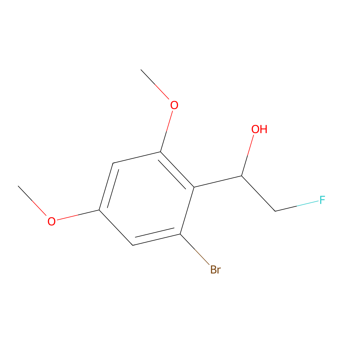 1-(2-Bromo-4,6-dimethoxyphenyl)-2-fluoroethan-1-ol molecular structure, CAS 2229448-41-1