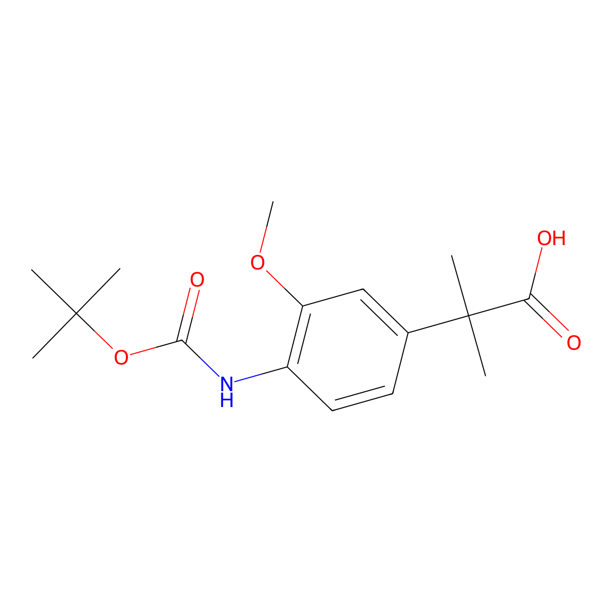 2-(4-{[(Tert-butoxy)carbonyl]amino}-3-methoxyphenyl)-2-methylpropanoic acid molecular structure, CAS 2229448-52-4