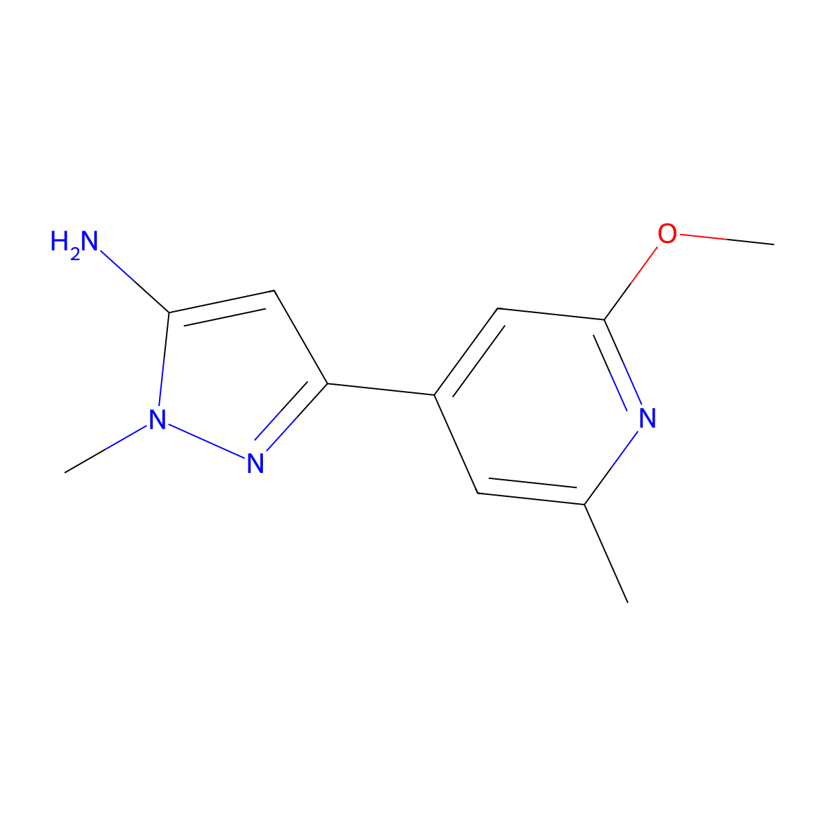 3-(2-methoxy-6-methylpyridin-4-yl)-1-methyl-1H-pyrazol-5-amine molecular structure, CAS 2229449-16-3