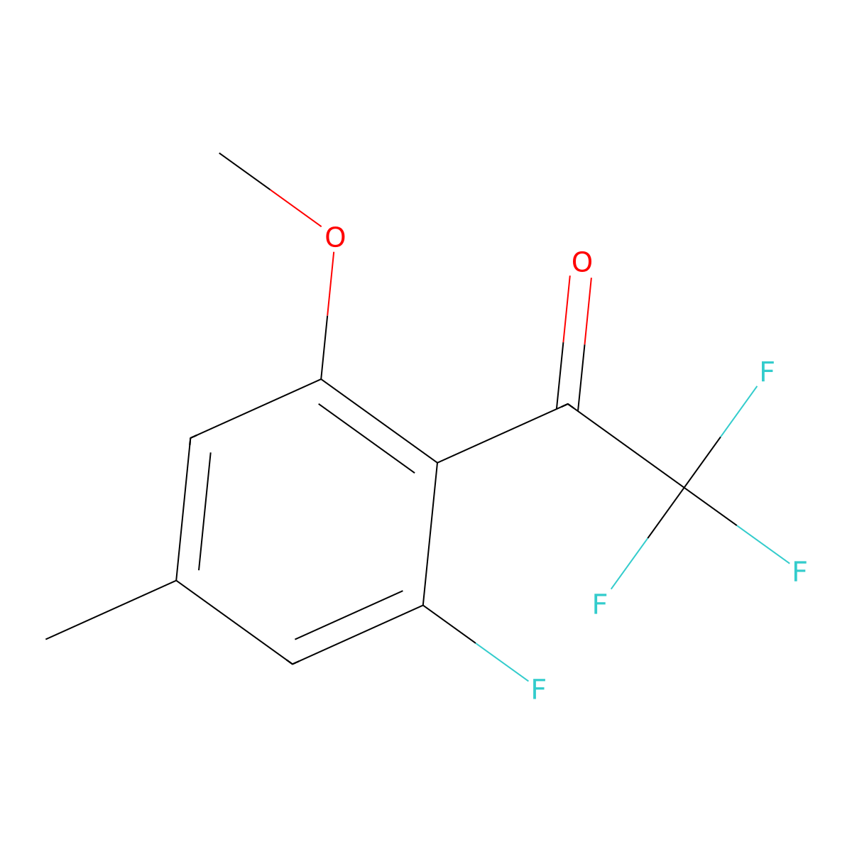 2,2,2-Trifluoro-1-(2-fluoro-6-methoxy-4-methylphenyl)ethan-1-one molecular structure, CAS 2229449-25-4