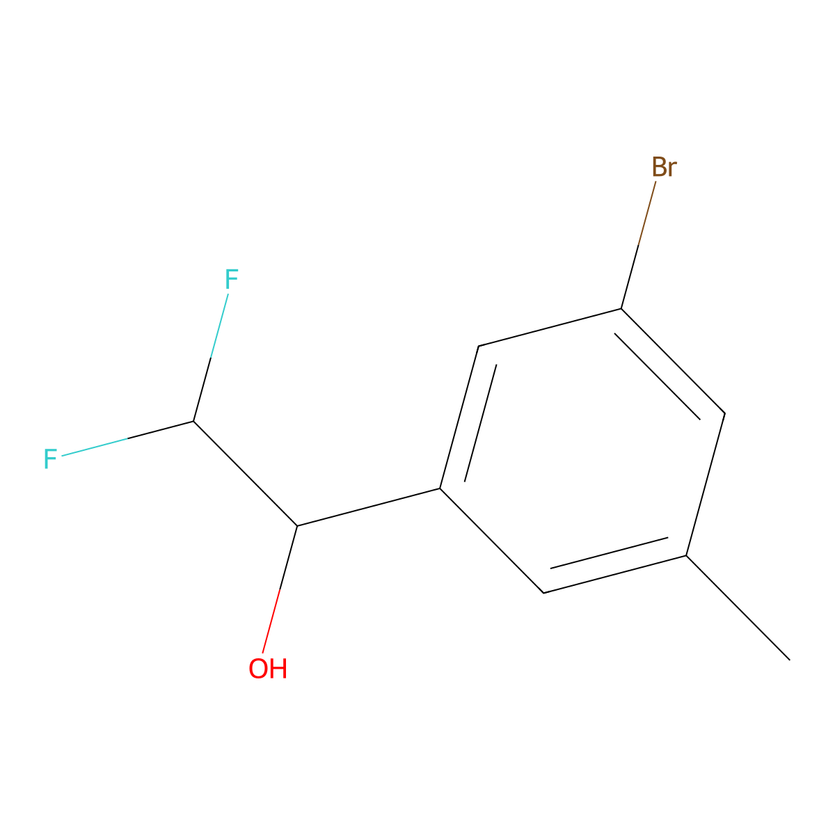 1-(3-Bromo-5-methylphenyl)-2,2-difluoroethan-1-ol molecular structure, CAS 2229450-09-1