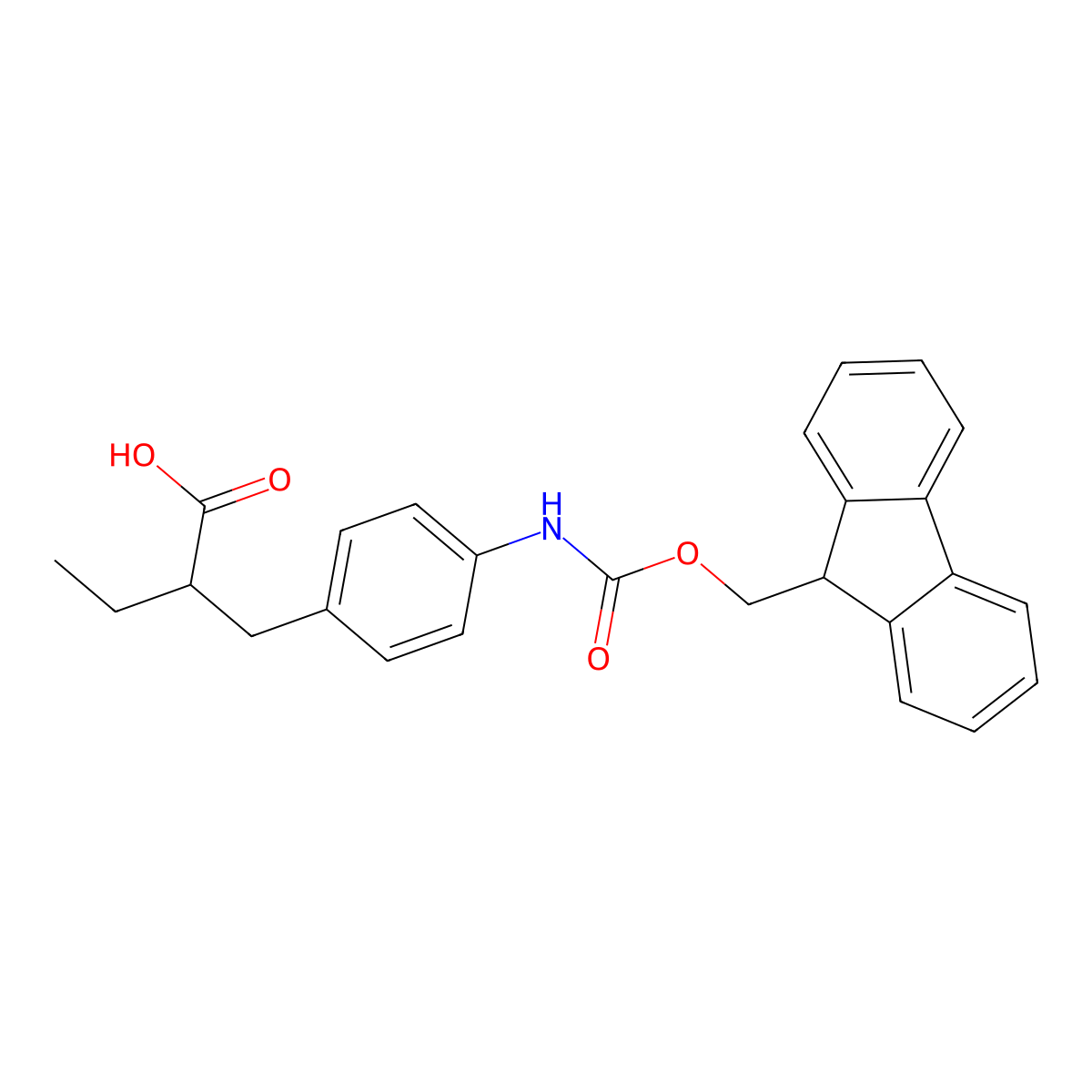 2-{[4-({[(9H-fluoren-9-yl)methoxy]carbonyl}amino)phenyl]methyl}butanoic acid molecular structure, CAS 2229450-30-8