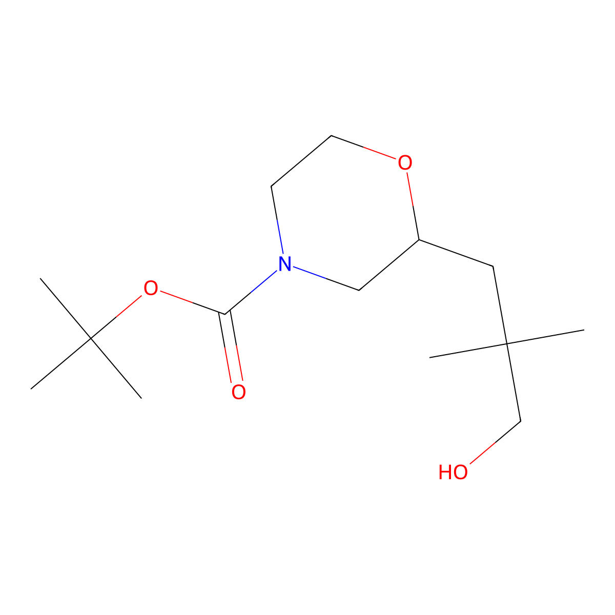 Tert-butyl 2-(3-hydroxy-2,2-dimethylpropyl)morpholine-4-carboxylate molecular structure, CAS 2229450-62-6