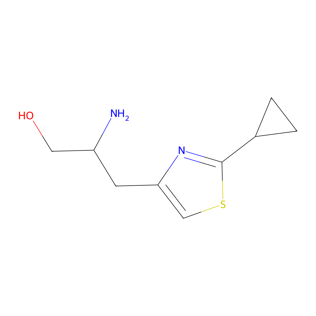 2-Amino-3-(2-cyclopropyl-1,3-thiazol-4-yl)propan-1-ol molecular structure, CAS 2229451-90-3