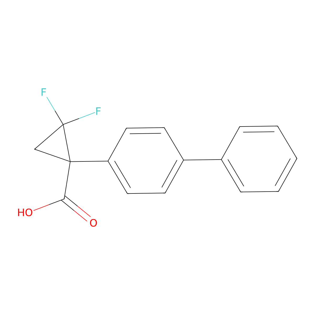 2,2-Difluoro-1-(4-phenylphenyl)cyclopropane-1-carboxylic acid molecular structure, CAS 2229453-29-4