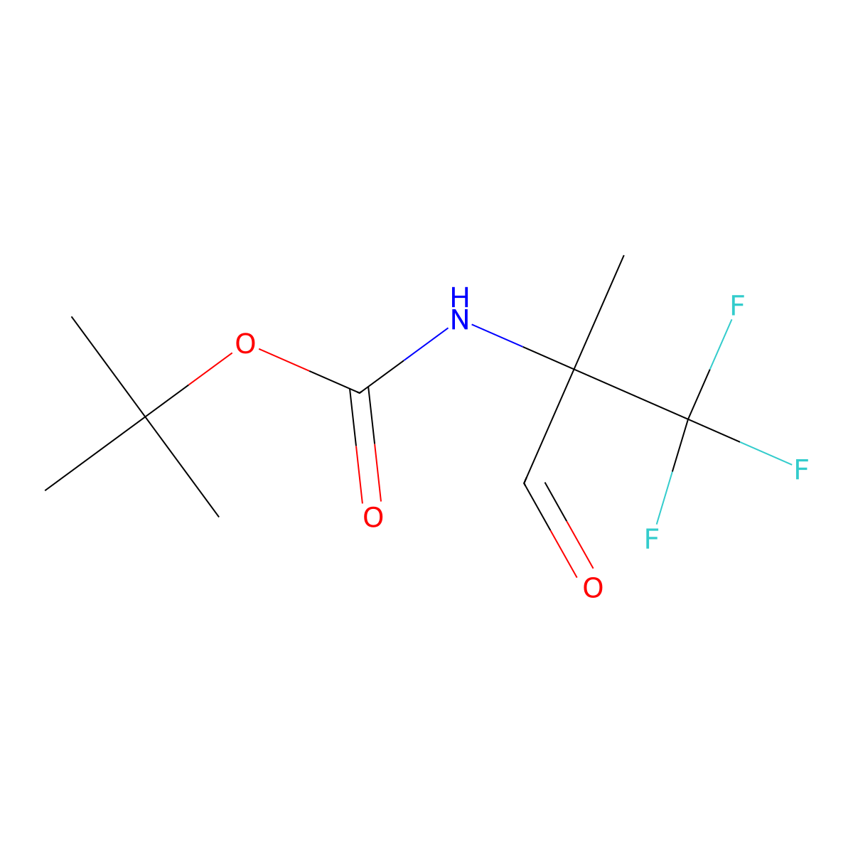 tert-butyl N-(1,1,1-trifluoro-2-methyl-3-oxopropan-2-yl)carbamate molecular structure, CAS 2229453-83-0