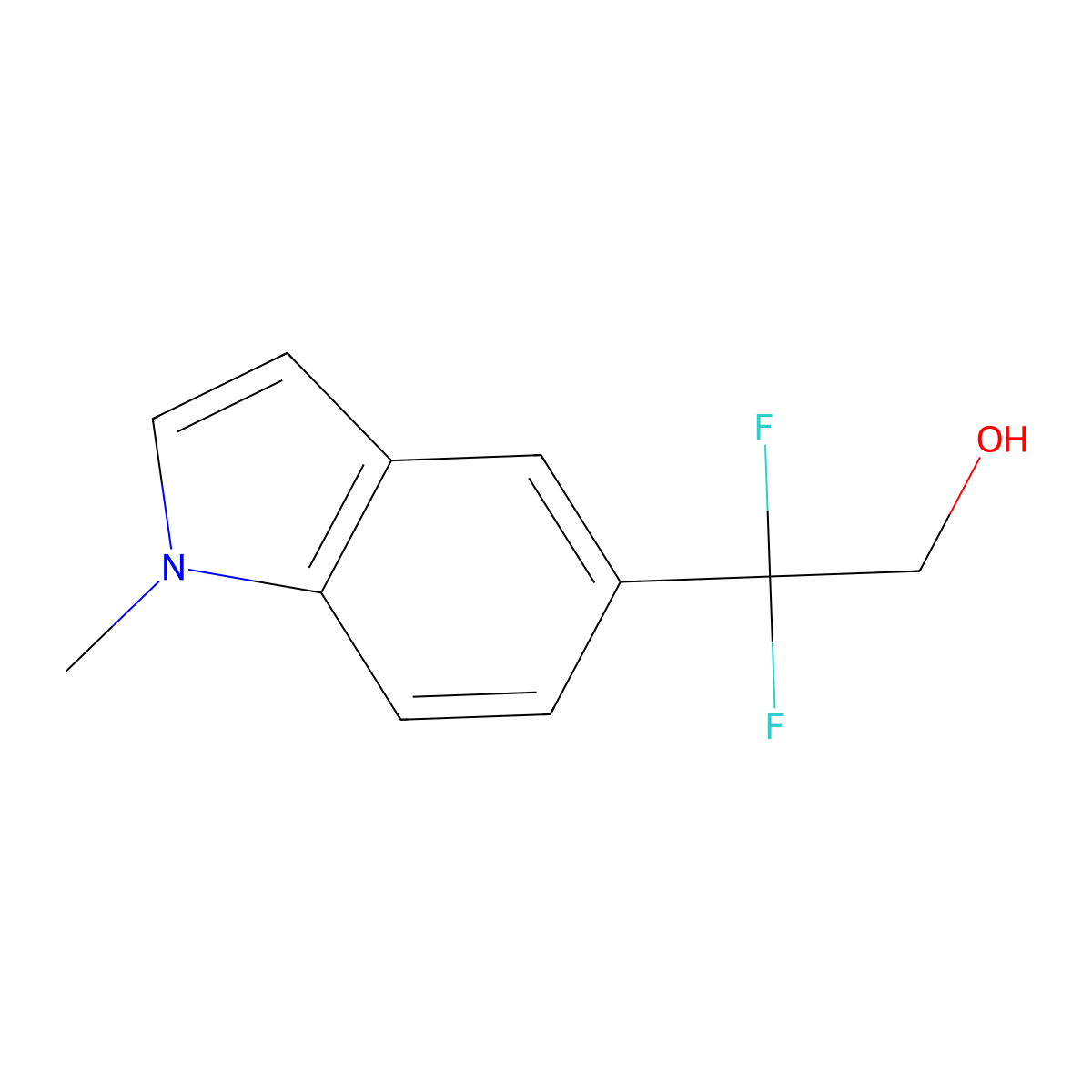 2,2-difluoro-2-(1-methyl-1H-indol-5-yl)ethan-1-ol molecular structure, CAS 2229455-24-5