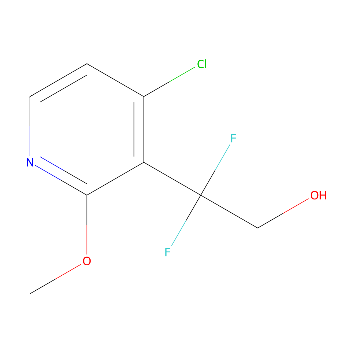 2-(4-Chloro-2-methoxypyridin-3-yl)-2,2-difluoroethan-1-ol molecular structure, CAS 2229455-56-3