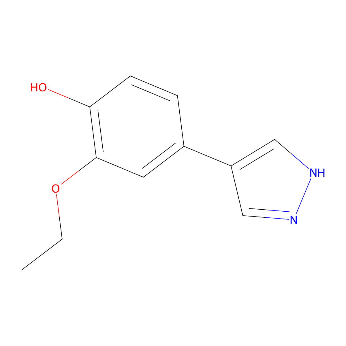 2-ethoxy-4-(1H-pyrazol-4-yl)phenol molecular structure, CAS 2229456-30-6