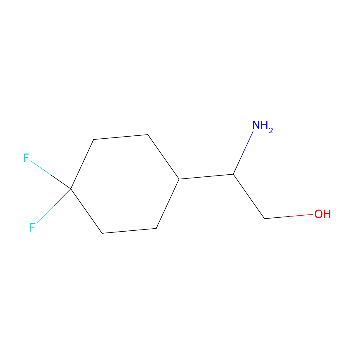 2-Amino-2-(4,4-difluorocyclohexyl)ethan-1-ol molecular structure, CAS 2229459-26-9