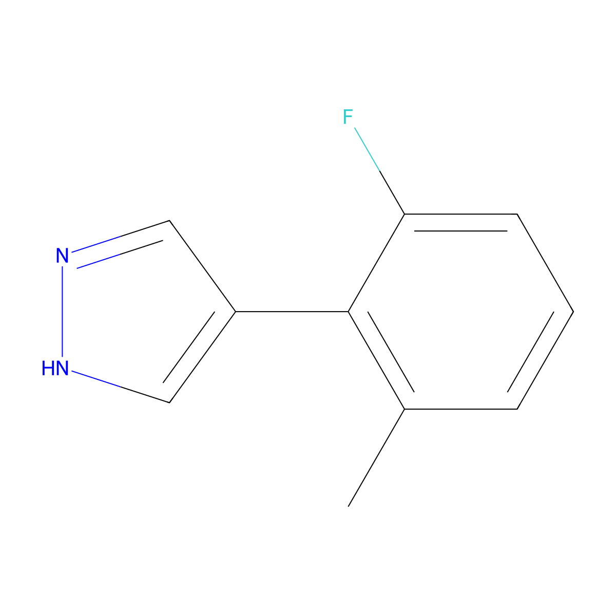 4-(2-fluoro-6-methylphenyl)-1H-pyrazole molecular structure, CAS 2229465-62-5