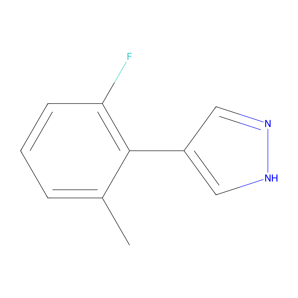 4-(2-fluoro-6-methylphenyl)-1H-pyrazole molecular structure, CAS 2229465-62-5