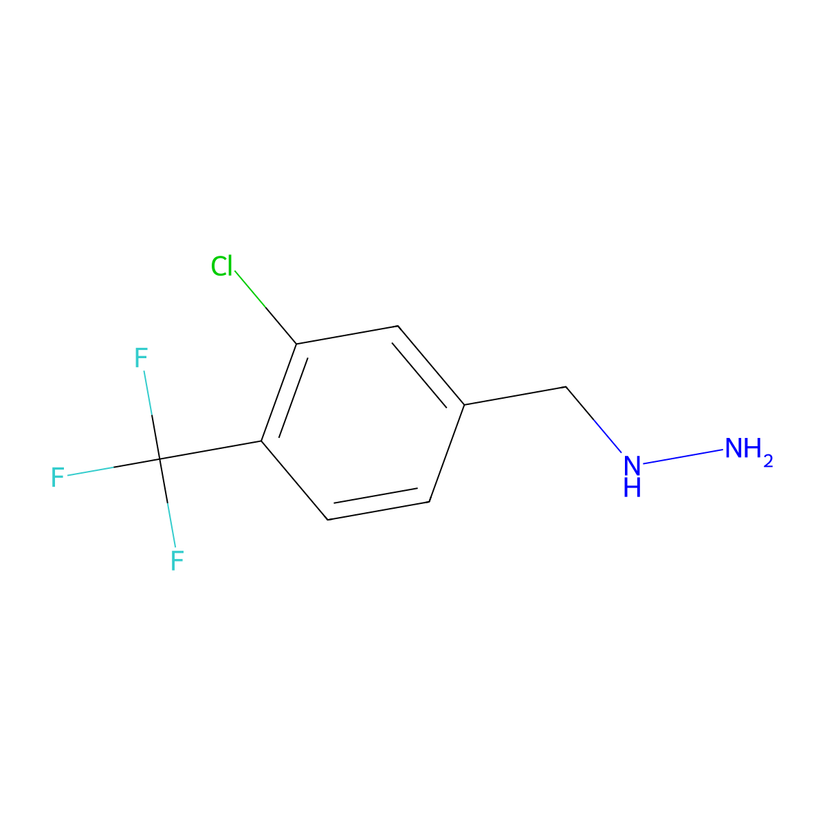 {[3-Chloro-4-(trifluoromethyl)phenyl]methyl}hydrazine molecular structure, CAS 2229466-92-4