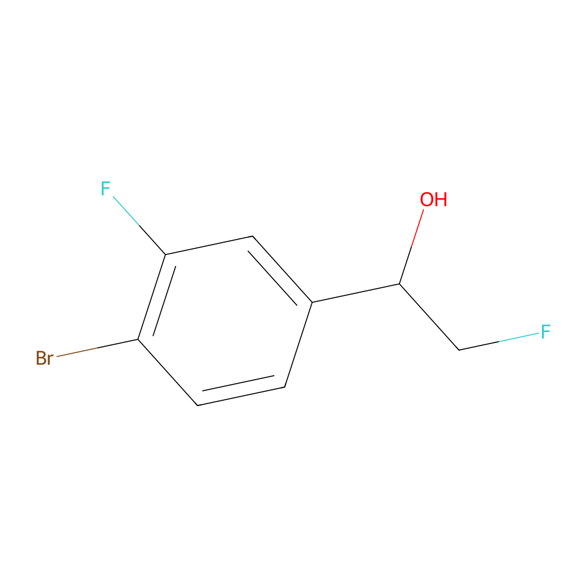 1-(4-Bromo-3-fluorophenyl)-2-fluoroethan-1-ol molecular structure, CAS 2229467-87-0