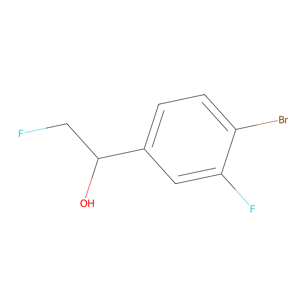 1-(4-Bromo-3-fluorophenyl)-2-fluoroethan-1-ol molecular structure, CAS 2229467-87-0