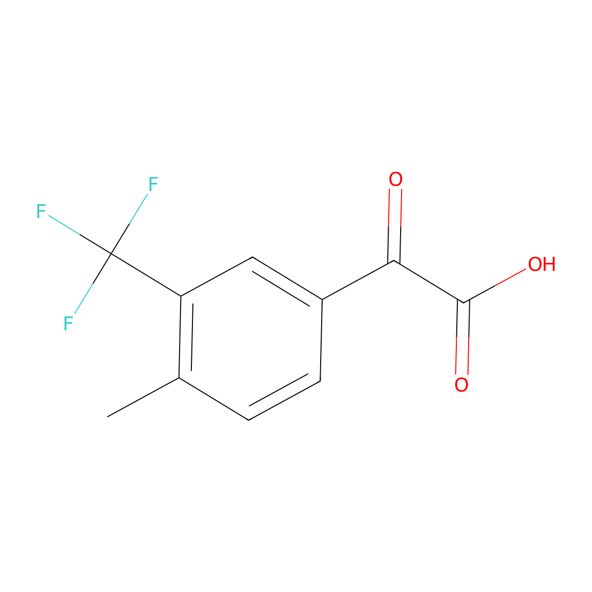 2-[4-Methyl-3-(trifluoromethyl)phenyl]-2-oxoacetic acid molecular structure, CAS 2229471-62-7