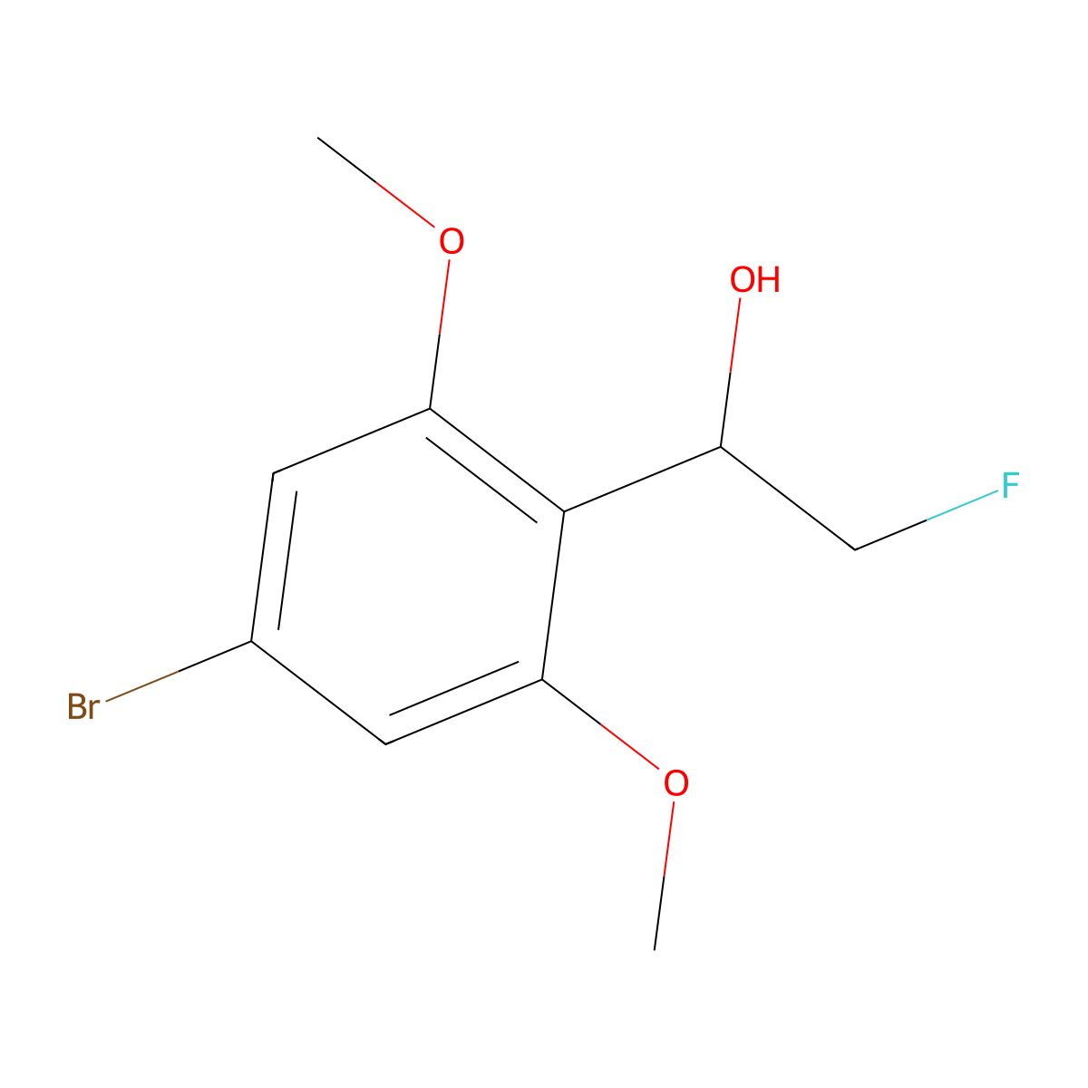 1-(4-Bromo-2,6-dimethoxyphenyl)-2-fluoroethan-1-ol molecular structure, CAS 2229473-39-4