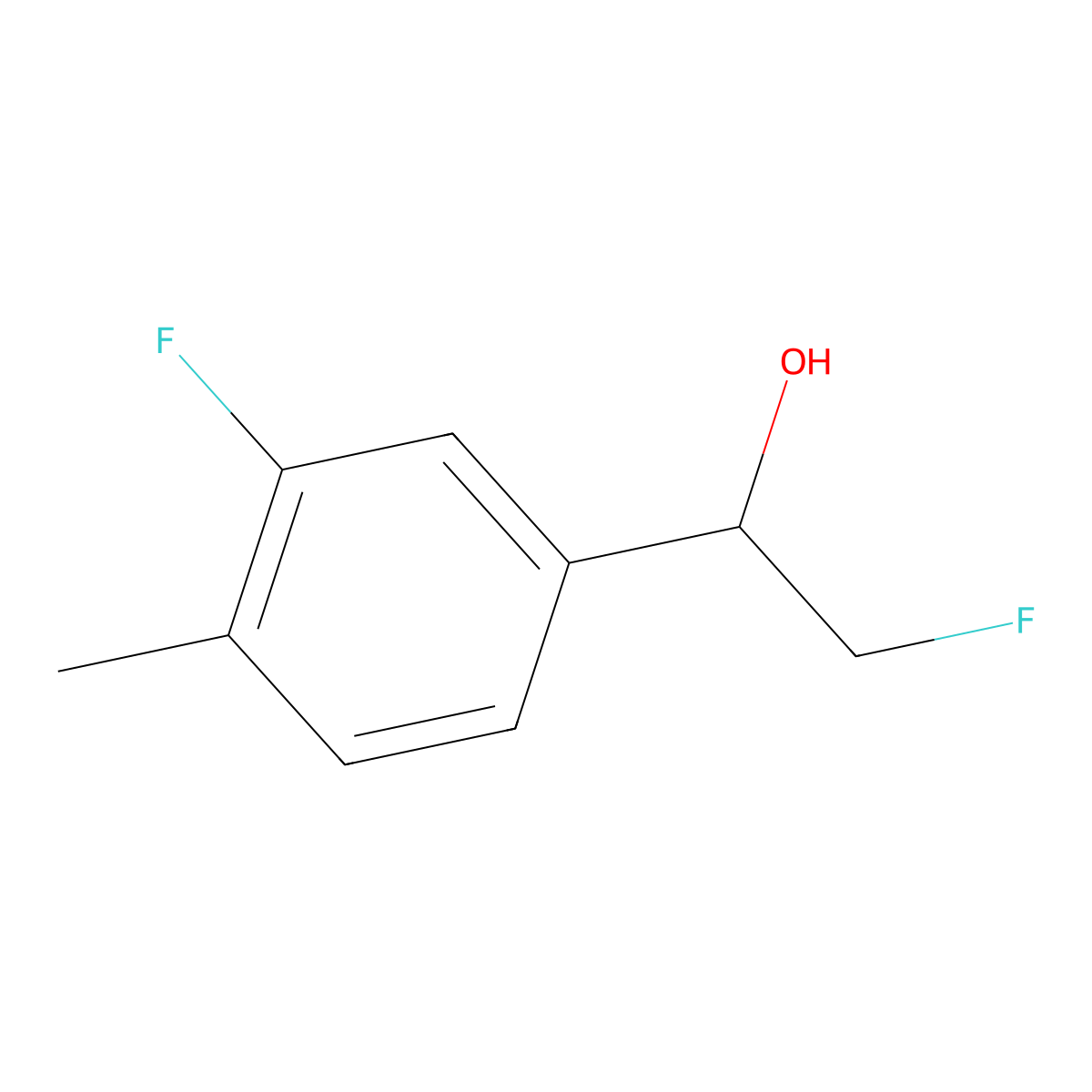 2-Fluoro-1-(3-fluoro-4-methylphenyl)ethan-1-ol molecular structure, CAS 2229474-99-9