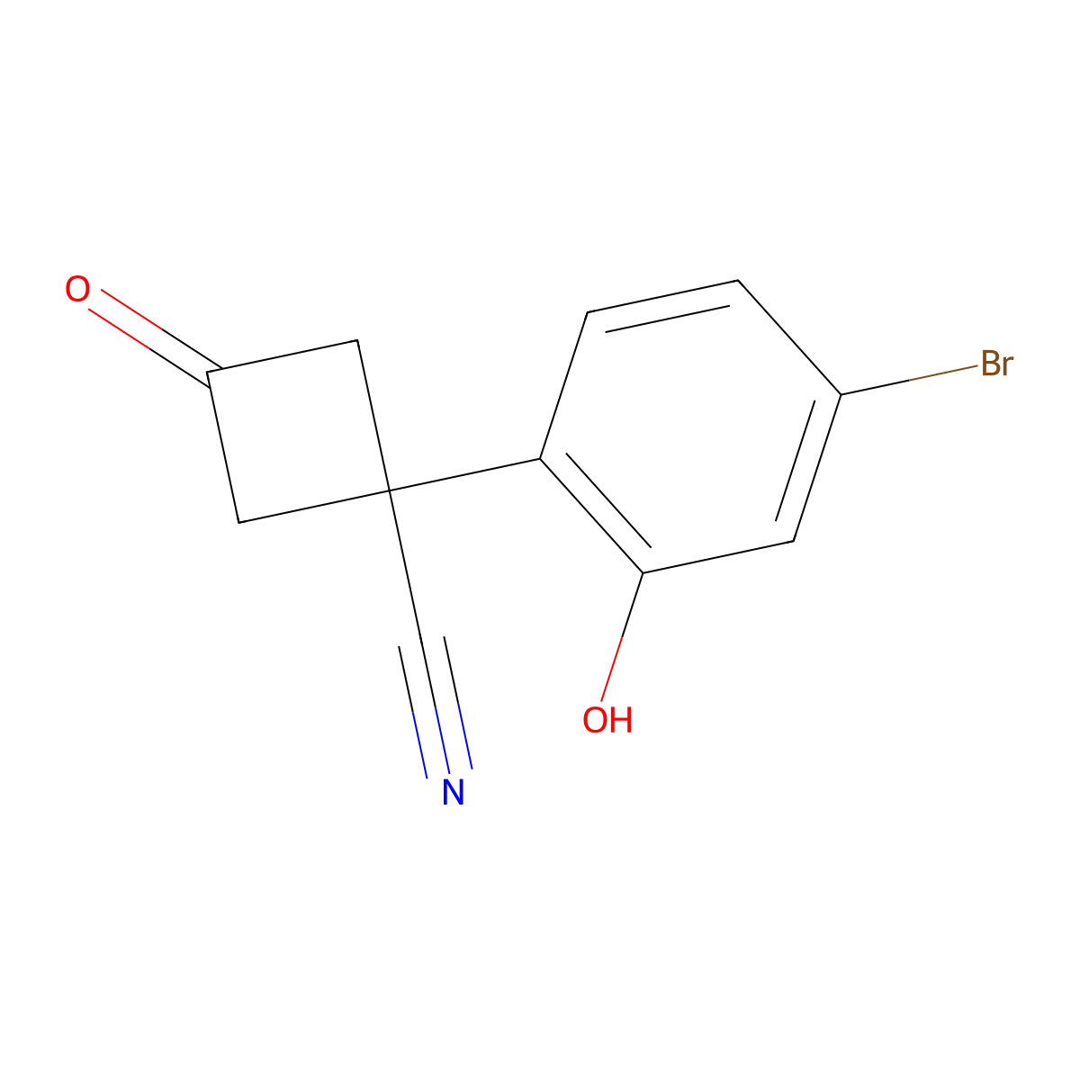 1-(4-Bromo-2-hydroxyphenyl)-3-oxocyclobutanecarbonitrile molecular structure, CAS 2229479-12-1