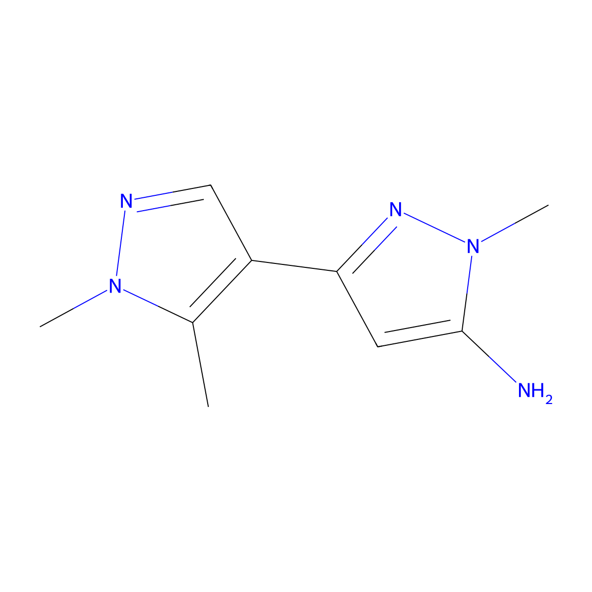3-(1,5-dimethyl-1H-pyrazol-4-yl)-1-methyl-1H-pyrazol-5-amine molecular structure, CAS 2229479-74-5