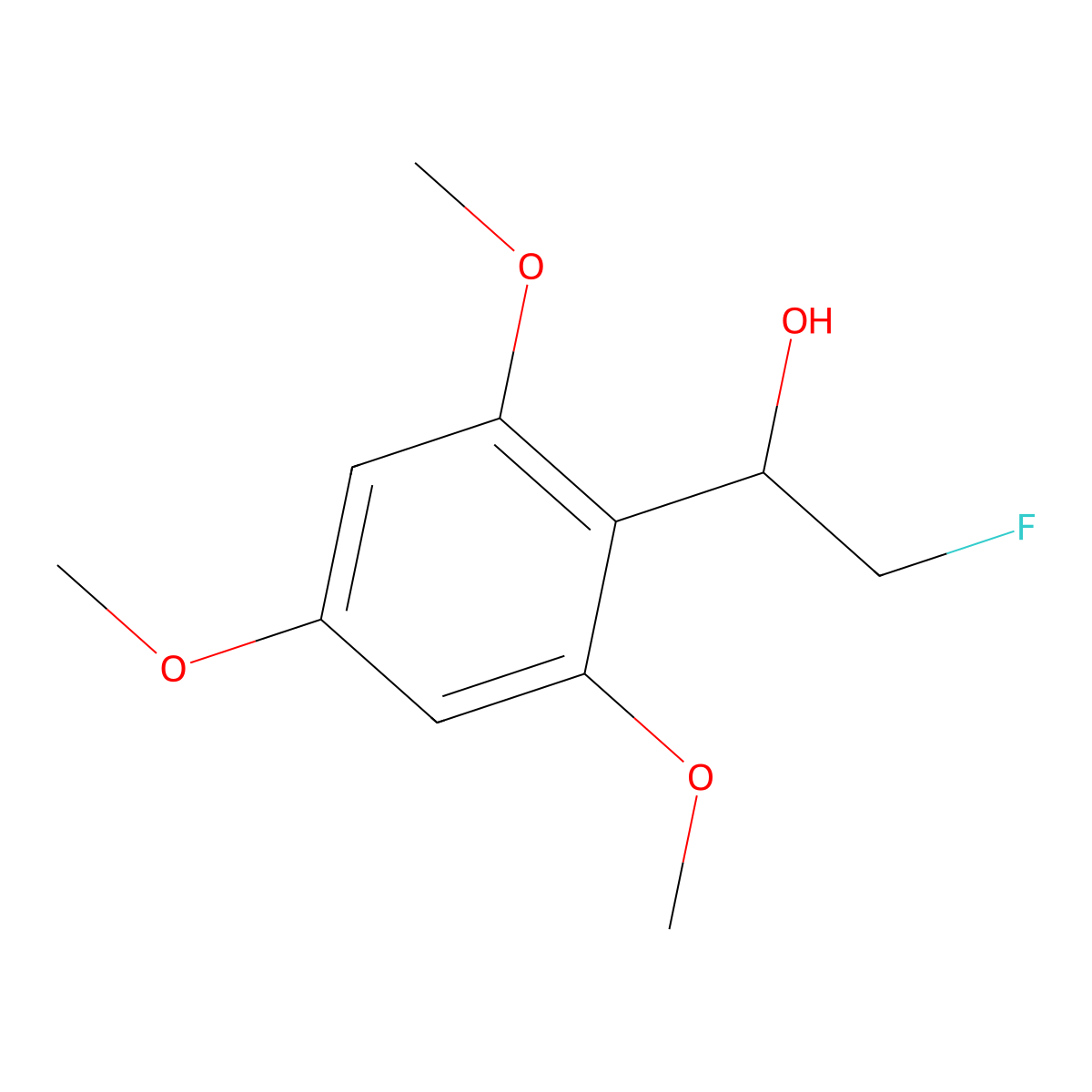 2-Fluoro-1-(2,4,6-trimethoxyphenyl)ethan-1-ol molecular structure, CAS 2229480-00-4