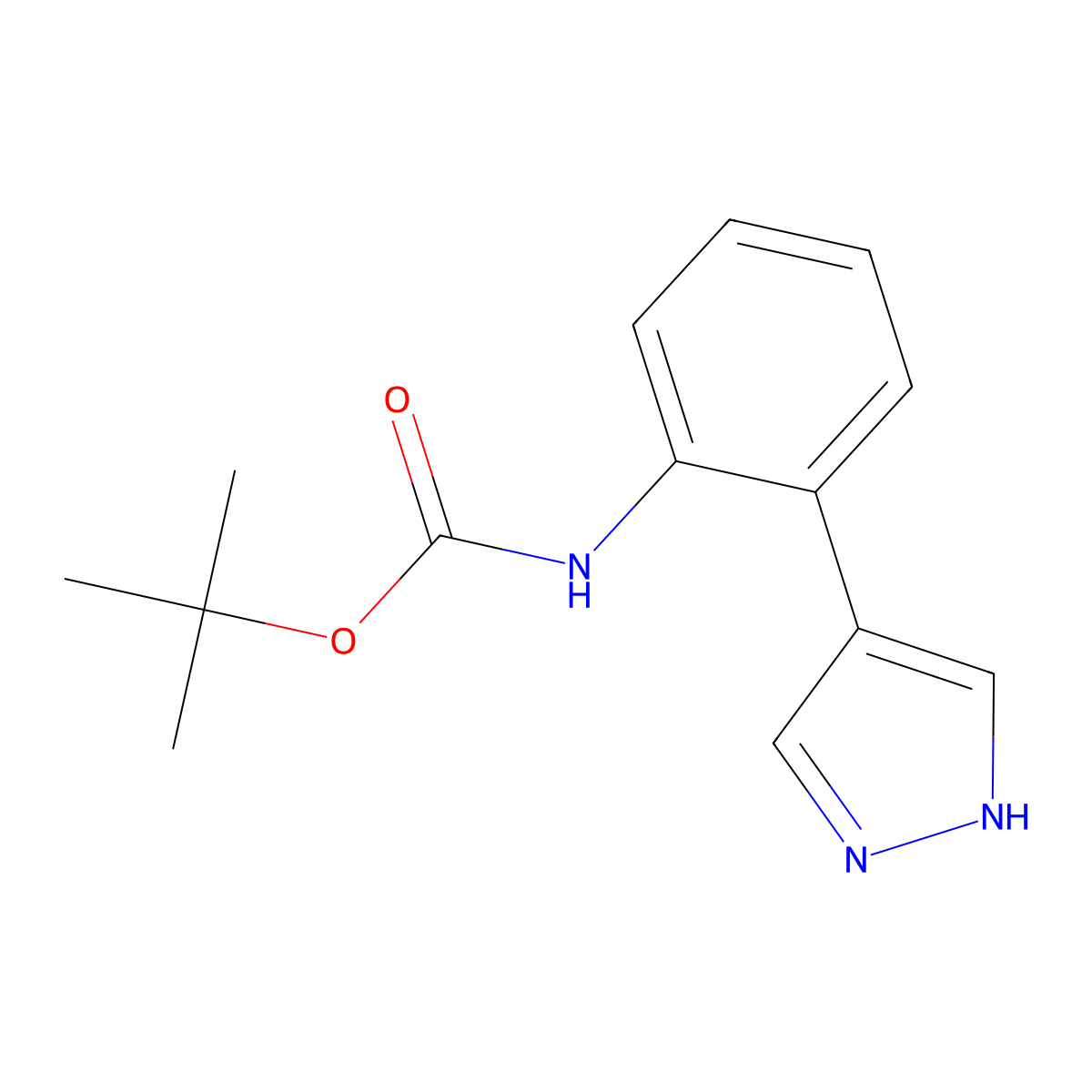 tert-butyl N-[2-(1H-pyrazol-4-yl)phenyl]carbamate molecular structure, CAS 2229480-09-3