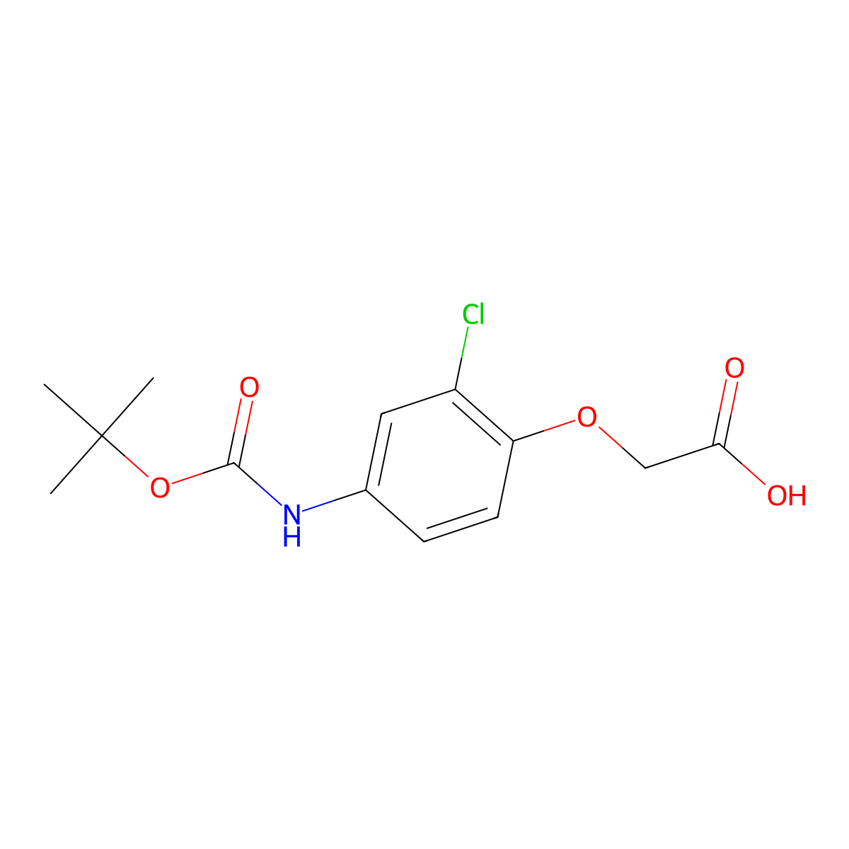 2-(4-{[(Tert-butoxy)carbonyl]amino}-2-chlorophenoxy)acetic acid molecular structure, CAS 2229482-31-7