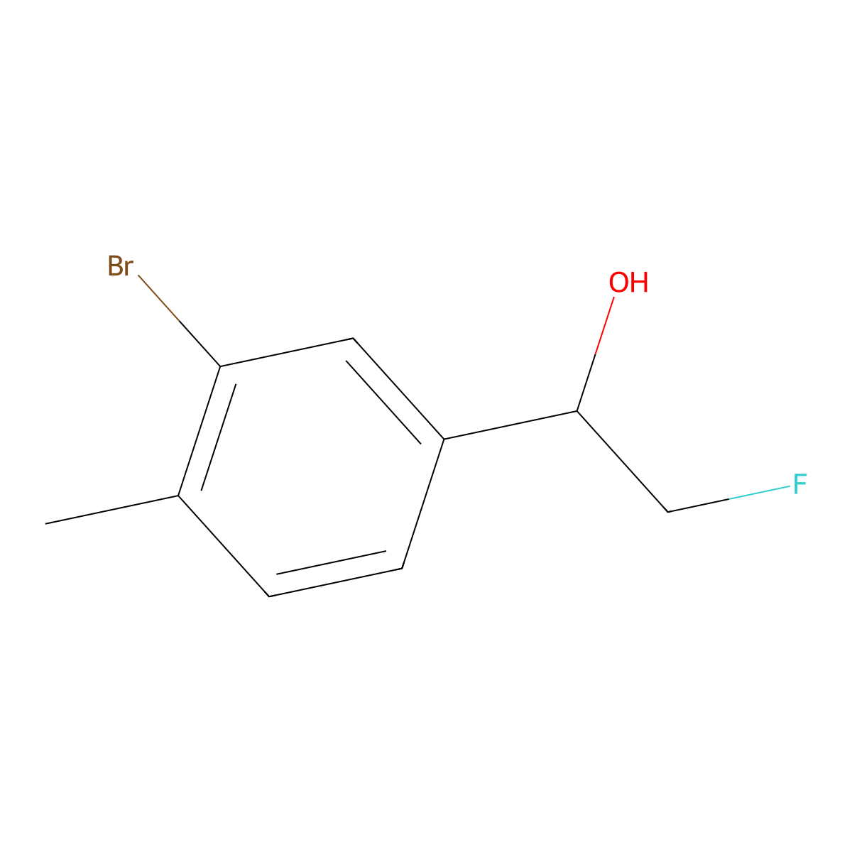 1-(3-Bromo-4-methylphenyl)-2-fluoroethan-1-ol molecular structure, CAS 2229484-55-1