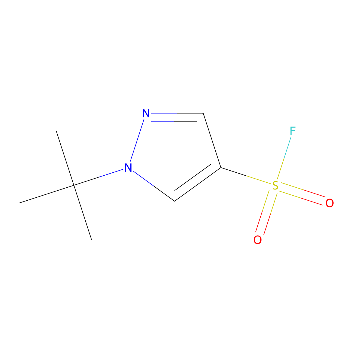 1-tert-butyl-1H-pyrazole-4-sulfonyl fluoride molecular structure, CAS 2229485-53-2