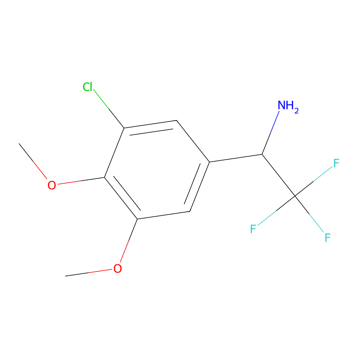 1-(3-Chloro-4,5-dimethoxyphenyl)-2,2,2-trifluoroethan-1-amine molecular structure, CAS 2229486-93-3
