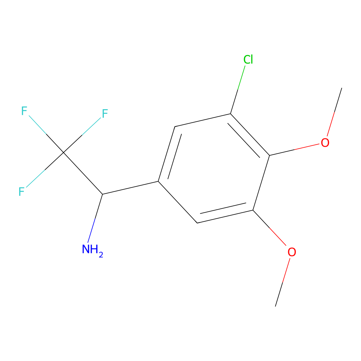 1-(3-Chloro-4,5-dimethoxyphenyl)-2,2,2-trifluoroethan-1-amine molecular structure, CAS 2229486-93-3