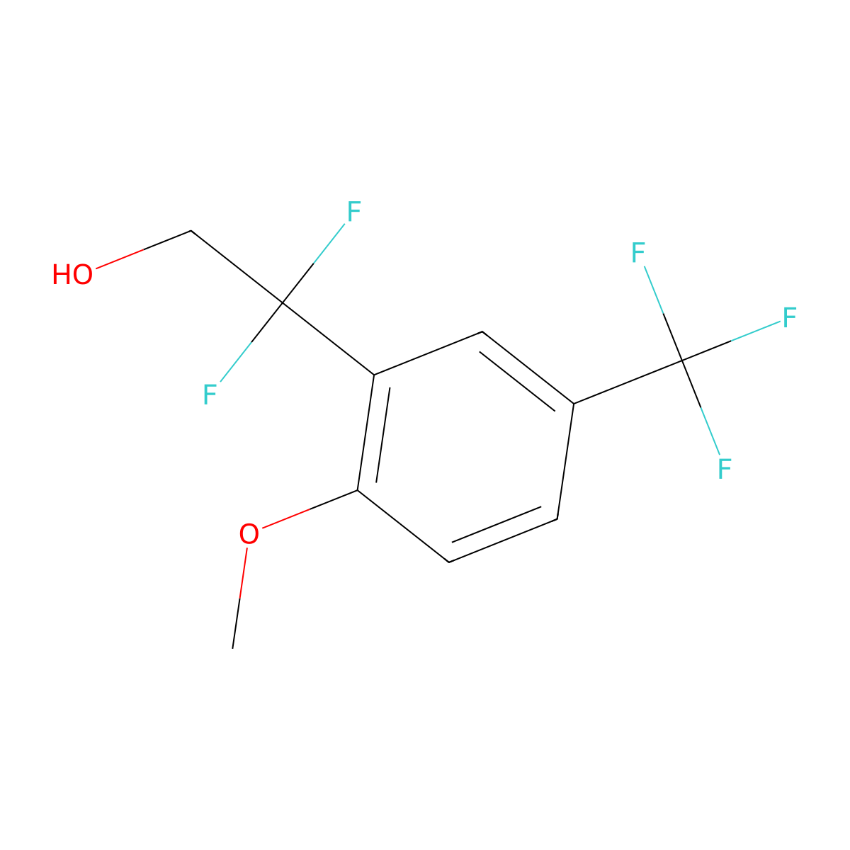 2,2-Difluoro-2-[2-methoxy-5-(trifluoromethyl)phenyl]ethan-1-ol molecular structure, CAS 2229487-12-9