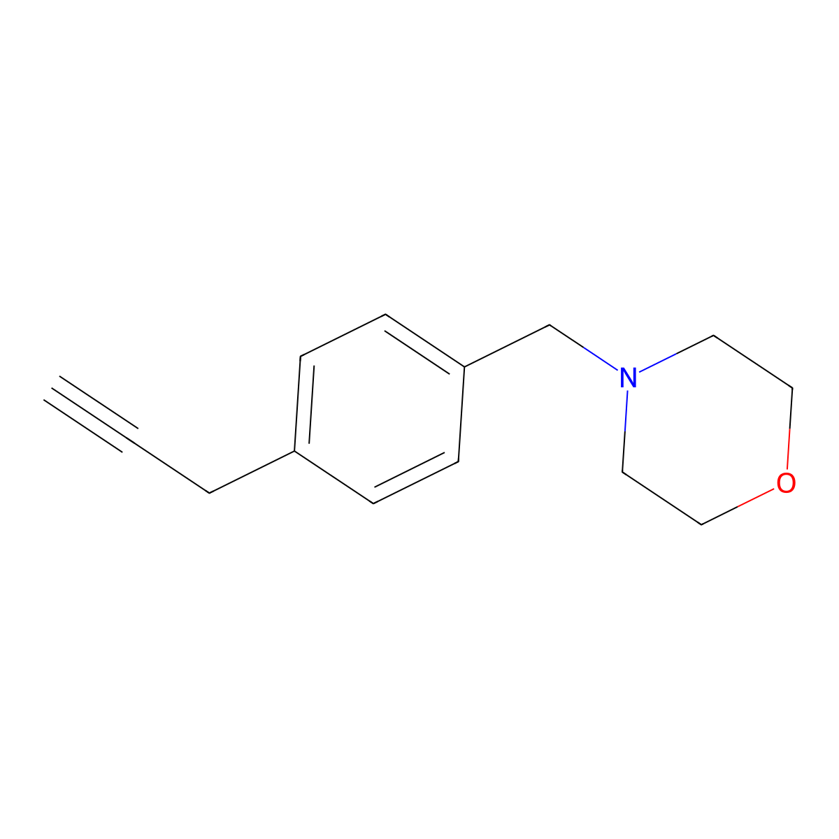 4-{[4-(Prop-2-yn-1-yl)phenyl]methyl}morpholine molecular structure, CAS 2229491-17-0