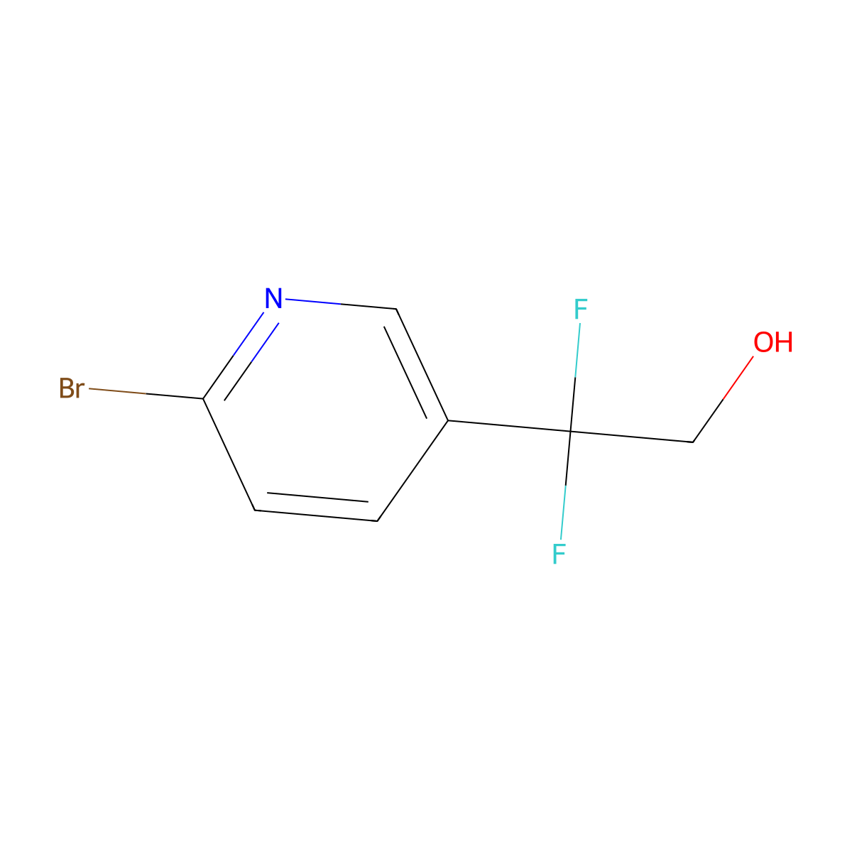 2-(6-Bromopyridin-3-yl)-2,2-difluoroethan-1-ol molecular structure, CAS 2229492-91-3