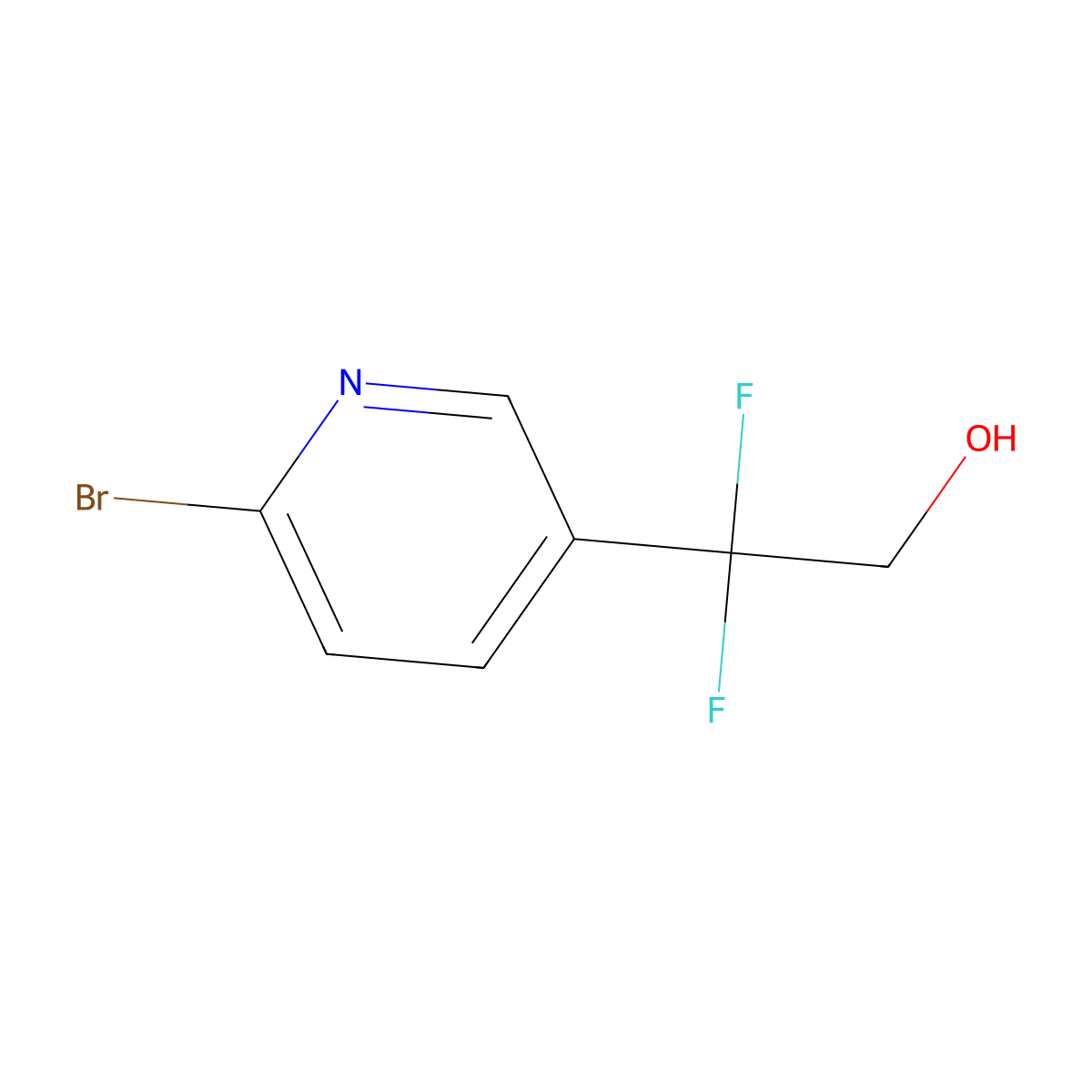 2-(6-Bromopyridin-3-yl)-2,2-difluoroethan-1-ol molecular structure, CAS 2229492-91-3