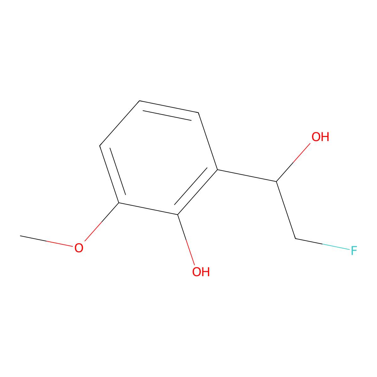 2-(2-Fluoro-1-hydroxyethyl)-6-methoxyphenol molecular structure, CAS 2229495-40-1