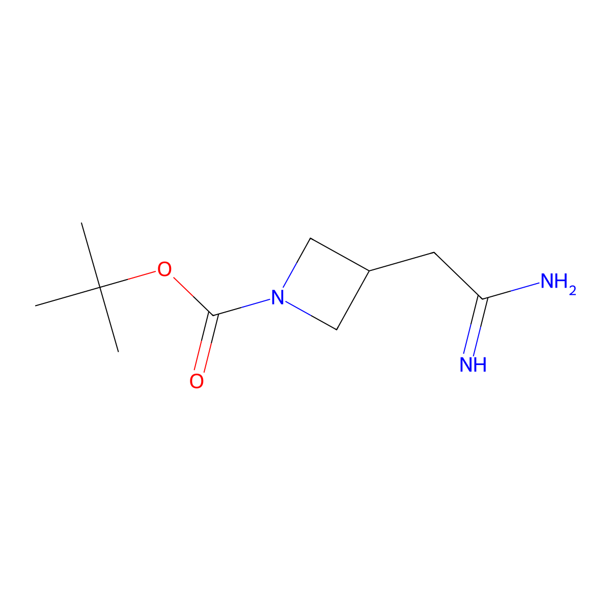 Tert-butyl 3-(carbamimidoylmethyl)azetidine-1-carboxylate molecular structure, CAS 2229497-00-9