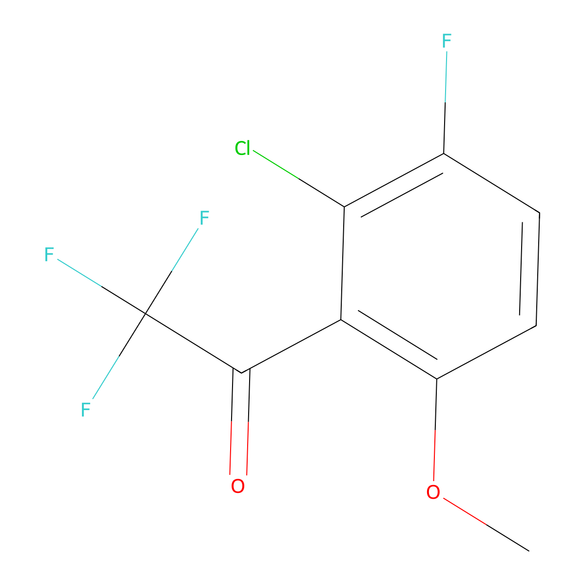 1-(2-Chloro-3-fluoro-6-methoxyphenyl)-2,2,2-trifluoroethan-1-one molecular structure, CAS 2229498-26-2