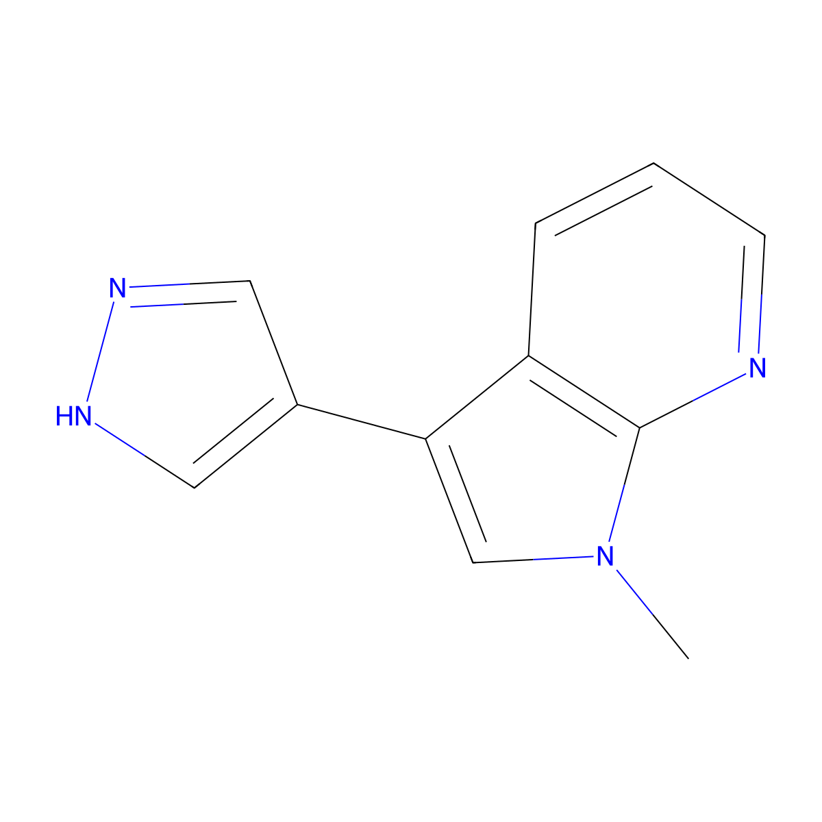 4-{1-methyl-1H-pyrrolo[2,3-b]pyridin-3-yl}-1H-pyrazole molecular structure, CAS 2229499-31-2