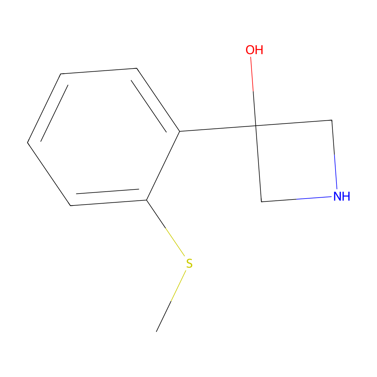 3-[2-(Methylsulfanyl)phenyl]azetidin-3-ol molecular structure, CAS 2229499-97-0