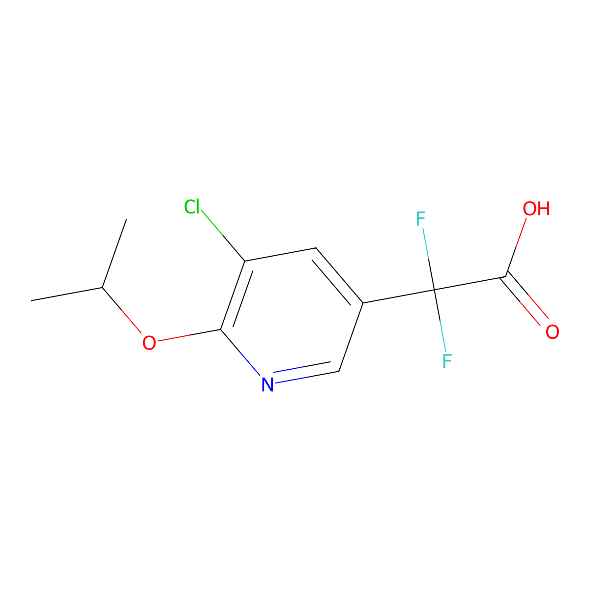 2-[5-Chloro-6-(propan-2-yloxy)pyridin-3-yl]-2,2-difluoroacetic acid molecular structure, CAS 2229500-25-6
