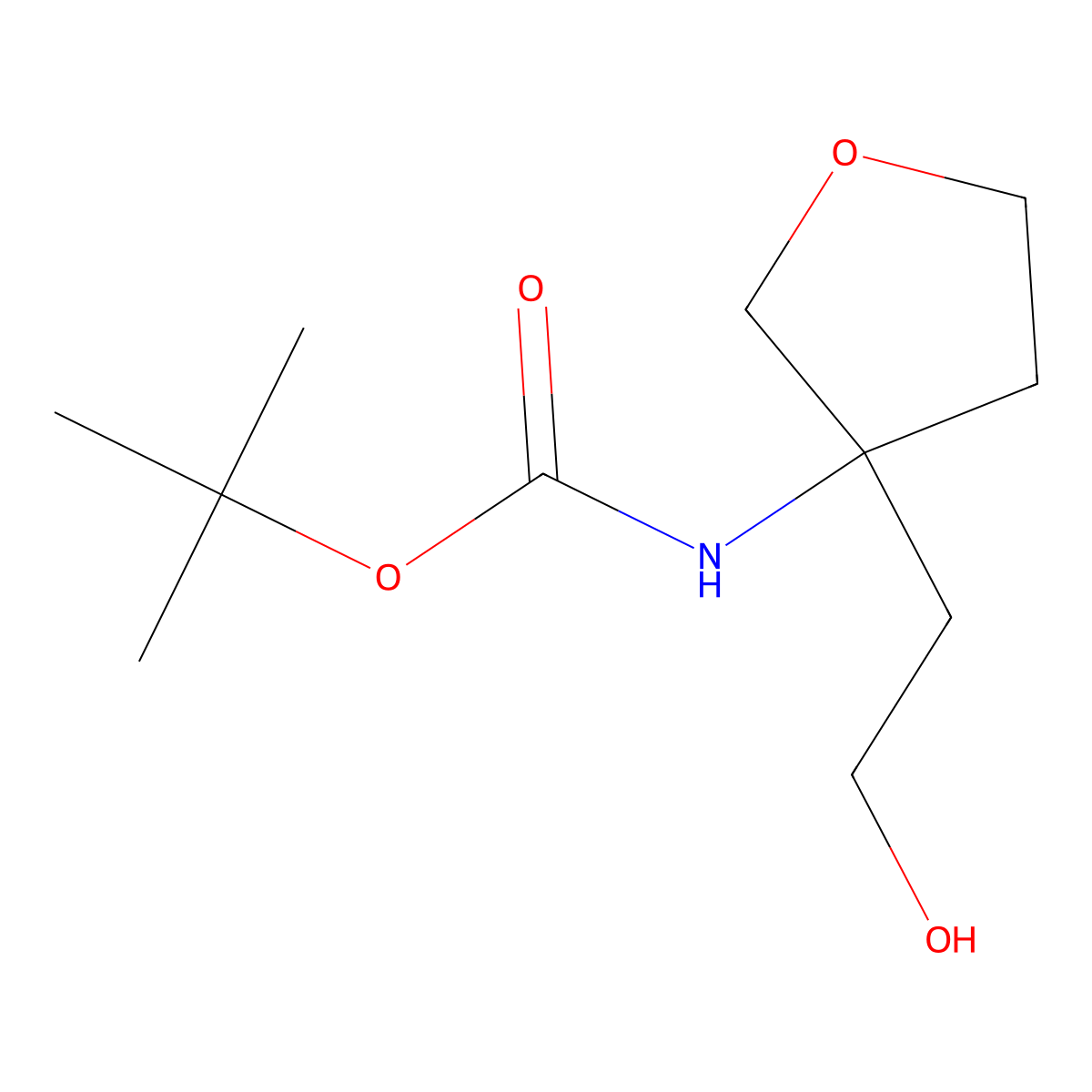 tert-butyl N-[3-(2-hydroxyethyl)oxolan-3-yl]carbamate molecular structure, CAS 2229503-05-1