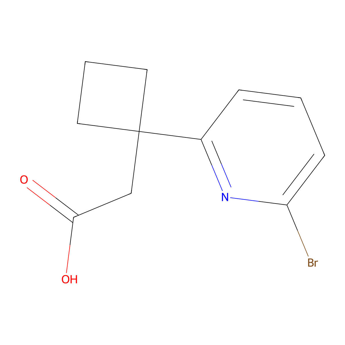 2-[1-(6-Bromopyridin-2-yl)cyclobutyl]acetic acid molecular structure, CAS 2229503-40-4