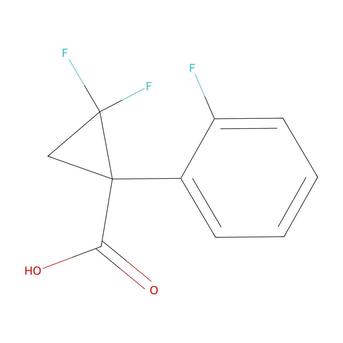 2,2-Difluoro-1-(2-fluorophenyl)cyclopropane-1-carboxylic acid molecular structure, CAS 2229504-66-7