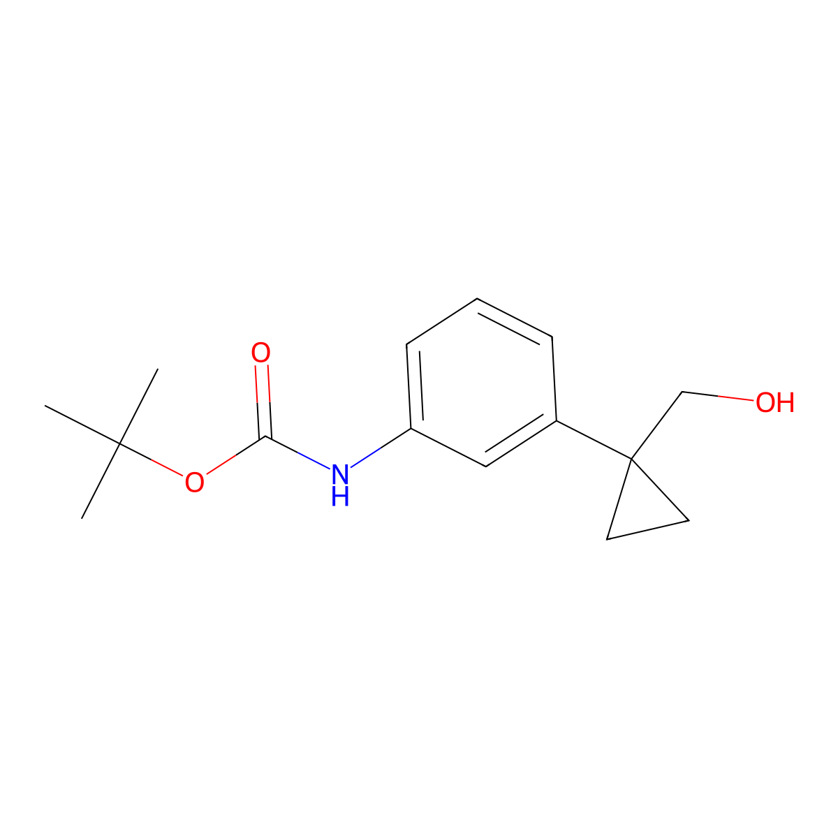 tert-butyl N-{3-[1-(hydroxymethyl)cyclopropyl]phenyl}carbamate molecular structure, CAS 2229505-36-4