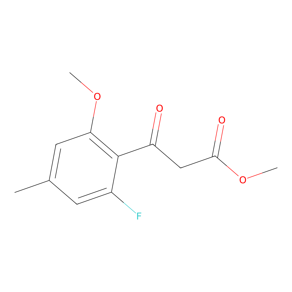 Methyl 3-(2-fluoro-6-methoxy-4-methylphenyl)-3-oxopropanoate molecular structure, CAS 2229505-37-5